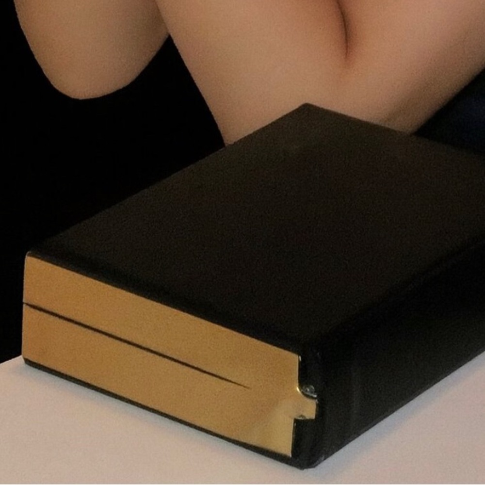 Zara Black and Gold Clutch or Crossbody Bag